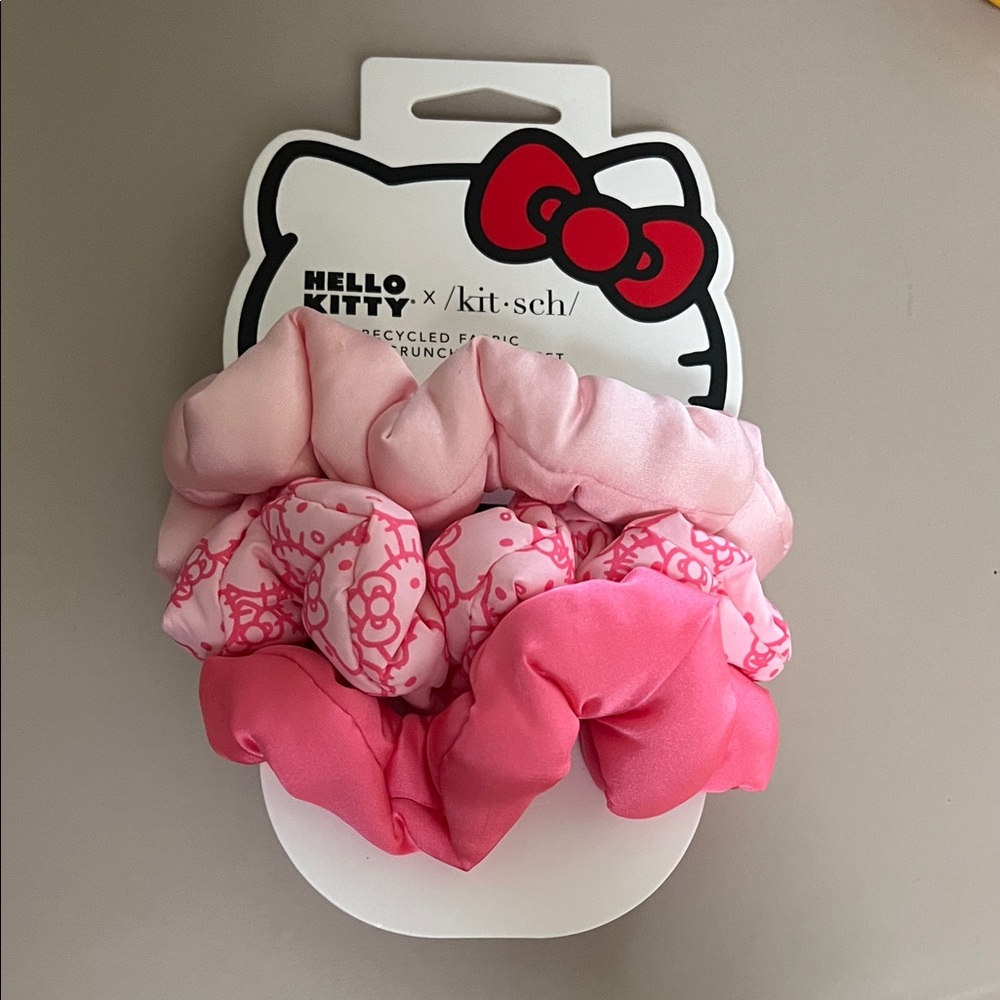 Kitsch Hello Kitty Pink and Red Scrunchie Trio